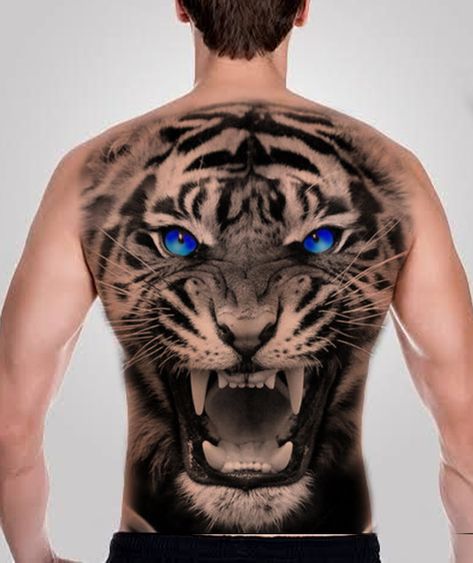 Tiger Tattoo Back Men, Let It Go Tattoo, Unique Animal Tattoos, Lion Back Tattoo, Blue Dragon Tattoo, Dragon Tattoo Back, Cosmic Tattoo, Bio Organic Tattoo, Go Tattoo