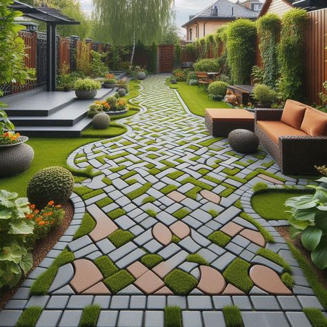 Now, let's explore 11 inspiring paver walkway ideas that will elevate your garden design! Paver Walkway Ideas, Diy Walkway, Full Sun Container Plants, Paver Sand, Thyme Plant, Interlocking Pavers, Garden Pavers, Walkway Lighting, Paver Designs