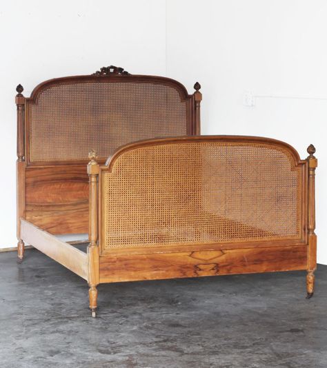 cane bed frame, antique bed Cane Bed Frame, Antique Bed Frame, The Grit And Polish, Grit And Polish, Vintage Bed Frame, Old Bed Frames, Cane Bed, French Country Bedrooms, Old Beds