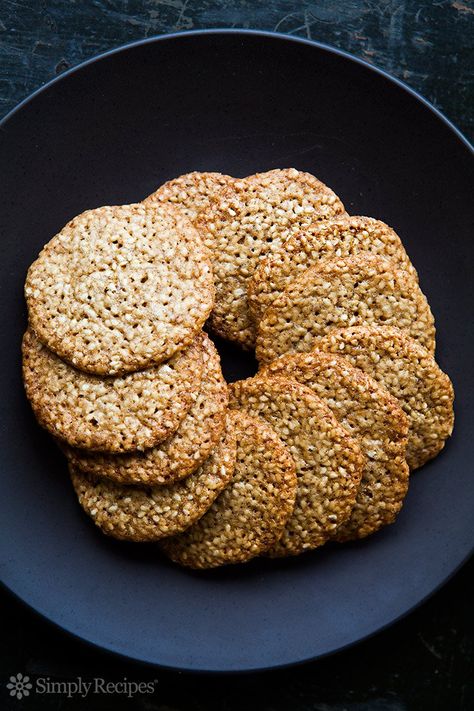 Benne Wafers Recipe, Sesame Seed Cookies Recipe, Sesame Brittle Recipe, Charleston Recipes, Benne Wafers, Sesame Seed Cookies, Sesame Snaps, Icecream Sandwich, Seed Cookies