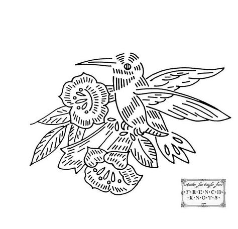 hummingbird embroidery pattern Bird Embroidery Pattern Free Printable, French Embroidery Patterns Vintage, French Embroidery Patterns, Hand Embroidery Patterns Free Printable, Hummingbird Embroidery, Embroidery Birds, Bird Embroidery Pattern, French Embroidery, Feather Embroidery