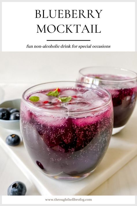 Blueberry Mocktail, Blueberry Drinks, Mocktail Drinks, Fibro Fog, Low Histamine Diet, Alcohol Free Drinks, Drink Recipes Nonalcoholic, Baby Shower Brunch, Mocktail Recipe