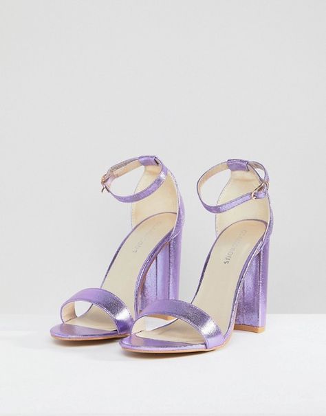 Iridescent Prom Dress Accessories, Quince Heels Purple, Sparkly Purple Heels, Cute Purple Heels, Purple Quinceanera Shoes, Prom Shoes Purple, Purple Sandals Outfit, Purple Block Heels, Light Purple Heels