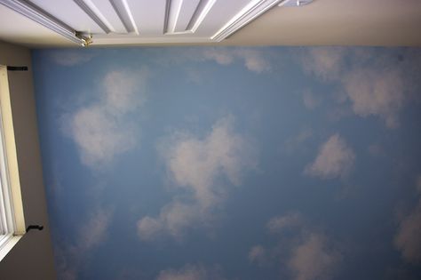 Cloud Bedroom, Middle America, Cloud Ceiling, Sky Ceiling, Ceiling Painting, Diy Clouds, Kids Room Paint, Kids Area Rugs, Ceiling Murals