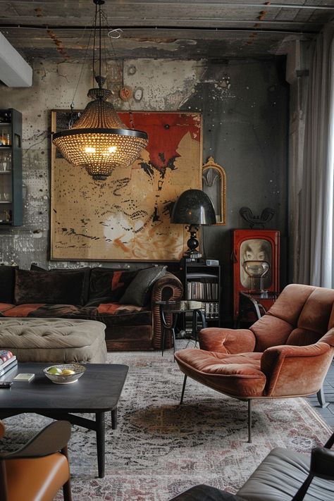 Small Space, Big Style: Innovative Living Room Designs - Quiet Minimal Rustic Industrial Living Room, Basic Room, Old House Interior, Easy Hacks, Living Room Loft, Stylish Living Room, Dark Interiors, Beige Walls, Farmhouse Dining Room