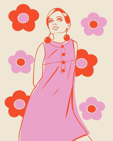 LAUREN ELISE on Instagram: “The kween of 60s mod fashion 💓 . . . #illustration #graphicillustration #procreate #photoshop #procreatedrawing #illustrator #art…” 60s Poster Art, 1960s Fashion Illustration, 60s Aesthetic Art, 60s Moodboard, 60s Graphics, Mods Art, 60s Fashion Illustration, 60s Photography, British Picnic