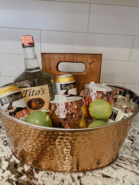 Chilton Drink Gift Basket, Alcoholic Basket Ideas, Moscow Mule Basket Gift Ideas, Stag And Doe Baskets Prize Ideas, Bridal Shower Gift Basket Prizes, Booze Gift Basket Ideas, Gift Basket Fundraiser, Raffle Ticket Container Ideas, High End Raffle Basket Ideas