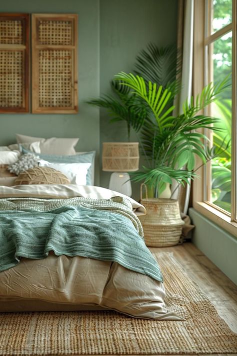 Coastal Boho Bedroom, Bali Bedroom, Boho Coastal Bedroom, Coastal Bedroom Ideas, Beautiful Bed Designs, Headboard Inspiration, Dallas Apartment, Beachy Bedroom, Earthy Home Decor