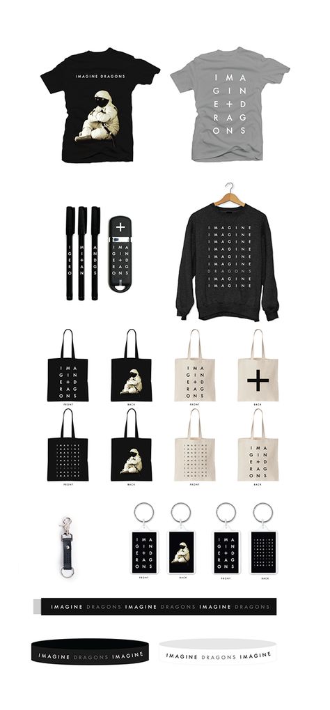 Imagine Dragons Merch by Andrew Capener, via Behance. Merch System, Band Merch Best Merch Design, Musician Merch Ideas, Music Artist Merchandise Ideas, Merch Ideas Shirts, Minimalist Merch Design, Simple Merch Design, Merch T Shirt Design, Concert Merchandise Ideas, Trendy Merch Ideas