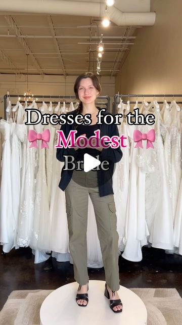 Happily Ever After Bridal on Instagram: "These dresses are perfect for the bride looking for modest coverage! From high neck chantilly lace, to simple and elegant puff sleeves, we have something for everyone. 🥰 Which modest dress is your favorite? #wedding #modest #modestweddingdress #classicwedding #alineweddingdress #conservativeweddingdress #fittedweddingdress #laceweddingdress #weddingdress #2024bride #2025bride #weddingdressinspo" Simple Elegant Modest Wedding Dress, Modest Reception Wedding Dress, 2025 Bride Dress, Modest Wedding Dresses 2024, Simple Modest Wedding Dresses With Sleeves, Wedding Dress Try On Outfit, Simple Modest Wedding Dress, Modest Bride Dress, Simple Modest Wedding Dresses