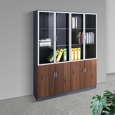 Accommodate large space multifunctional space saving storage cabinet modern office combination file cabinet Finish: Brown | Hokku Designs Capresha Storage Cabinet Wood in Brown, Size 78.7 H x 62.9 W x 15.7 D in | Wayfair Diy Bookshelf Design, Modern File Cabinet, Home Office Dark, Almirah Designs, Modern Home Offices, Multifunctional Space, Book Cabinet, Cabinet Wood, Office Storage Cabinets