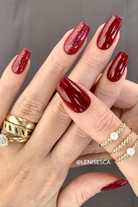 red nails, red tip nails, French tip nails, winter nail color 2021, nail color 2022, red nail designs, red aspen nails, red acrylic nails, red and black nails, red ombre nails, red nail ideas, red christmas nails, red coffin nails, red valentines day nails, matte red nails, red and white nails, red and black nail designs, red and gold nails,red glitter nails #rednails #holidaynails Nails 2022 Red, Red Nails With Red Glitter, Christmas Nails Elegant Red, Read Nails, Red Nails 2023 Trends, Red Nails Homecoming, Red Gel Nails Ideas, Deep Red Nails With Glitter, Deep Red Valentine Nails