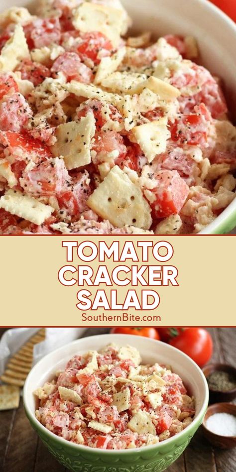 Cracker And Tomato Salad, Cracker Tomato Salad, Fresh Tomato Recipes Lunches, Fresh Garden Veggie Recipes, Tomato Sandwiches Recipes, Salad Tomato Recipes, Easy Tomato Salad, Tomato And Cracker Salad, Tomato Sandwich Southern