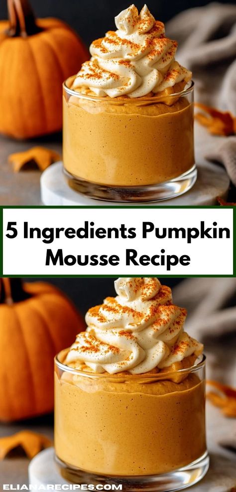 Looking for 5 ingredients or less recipes? This 5 Ingredients Pumpkin Mousse Recipe is both delicious and easy. It’s perfect for quick dessert ideas and one of the simplest pumpkin recipes you'll love. Pumpkin Recipes Quick, 5 Ingredient Or Less Recipes, Pumpkin Mousse Recipe, Healthy Pumpkin Dessert, Easy Pumpkin Dessert, 5 Ingredients Or Less, Pumpkin Delight, Pumpkin Mousse, Pumpkin Pudding