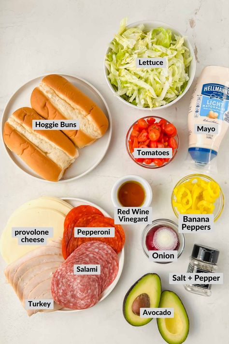 Italian Sandwich Recipes, Hoagie Sandwiches, Cold Sandwich Recipes, Sandwhich Recipes, Best Sandwich Recipes, Homemade Sandwich, Healthy Food Habits, Cold Sandwiches, Sandwich Ingredients