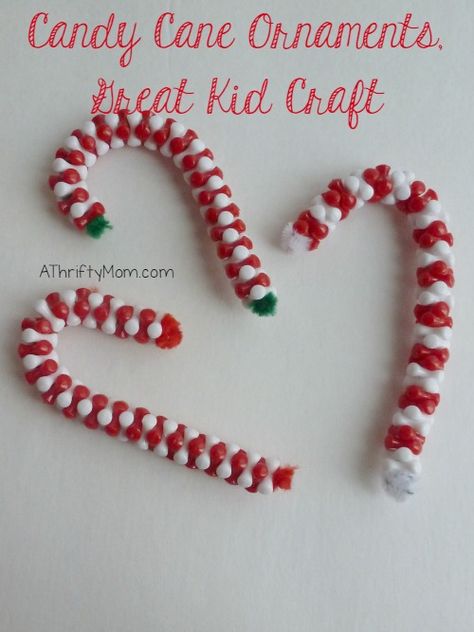 classic candy cane ornaments, great kid craft, #craft, #kid craft, #thriftycraft, #ornaments,#diyornament, #candycaneornament, #candycane, #beads, #pipecleaners, #crafting, #holidaycraft Diy Kids Ornaments, Diy Kids Christmas Ornaments, Holiday Deserts, Christmas Ornaments Diy Kids, Candy Cane Ornaments, Ornaments Diy Kids, Christmas Orniments, Thrifty Crafts, Christmas Delights