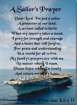 NAVY #1- SAILOR'S PRAYER poem print - no US s/h fee Navy Quotes, Navy Cakes, Military Scrapbook, Navy Families, Prayer Poems, Navy Party, Navy Girlfriend, Go Navy, Navy Life