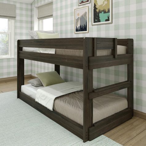 PRICES MAY VARY. Farmhouse Twin Low Bunk: Fun with a unique barnwood-style finish, this low bunk bed is perfect for every kids room Superior Quality: Our kids bunk beds are crafted with knot-free, solid wood and non-toxic, low VOC finishes; Each modern farmhouse piece is unique, variations in color and coating may occur Sturdy & Stable: Twin over twin bunk bed can support up to 400 lbs. per sleeping surface; Low bunk bed features strong plywood slats with a metal support bar and secure metal-on- Modern Farmhouse Bedding, Low Bunk Bed, Bunk Bed Frame, Wood Bunk Bed, Solid Wood Bunk Beds, Low Bunk Beds, Bottom Bunk, Wood Bunk Beds, Slatted Headboard