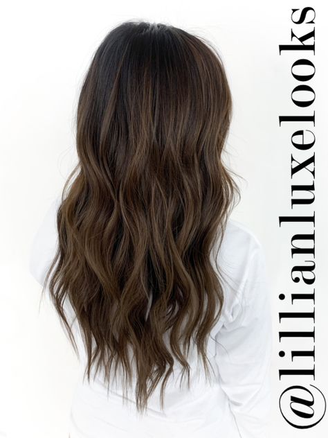 Brown Hair Balayage Chocolate, Asian Hair Ash Brown Highlights, Brunette Balayage Chocolate, Chocolate Brown Hair With Highlights Asian, Asian Brunette Balayage, Chocolate Brown Balayage Asian Hair, Black Hair Balayage Asian Straight, Asian Subtle Balayage, Brown Dyed Hair Asian