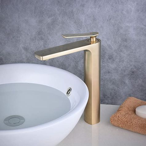 Bathroom Basin Faucet Single Handle Lavatory Faucet Golden Brush Mixer Vessel Sink Faucet, One Hole, Beelee BL6682BGH - - Amazon.com Delta Champagne Bronze, Gold Bathroom Faucet, Brass Vanity, Interior Design Bedroom Small, Vanity Faucet, Vessel Sink Faucet, Single Handle Bathroom Faucet, Single Hole Bathroom Faucet, Widespread Bathroom Faucet