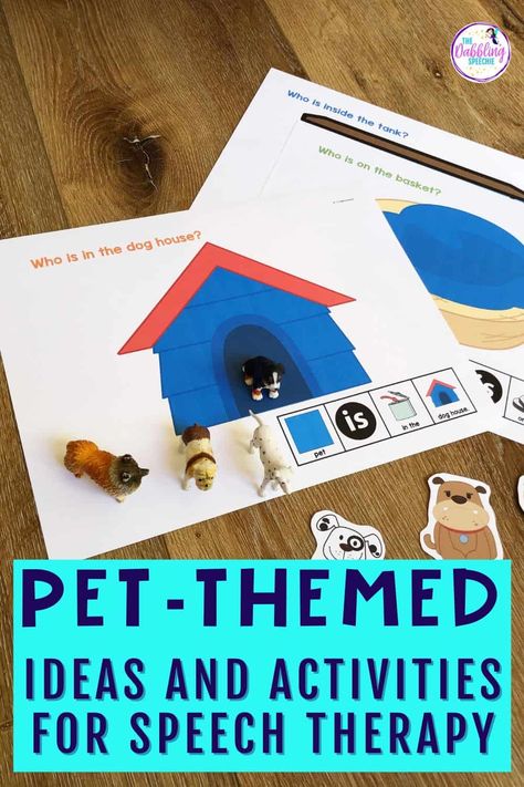 pet-themed-activities-speech-therapy Speech Therapy Themes, Themed Speech Therapy, Ocean Theme Crafts, Pet Theme, Preschool Speech Therapy, Animal Printables, Language Goals, Preschool Speech, Therapy Animals