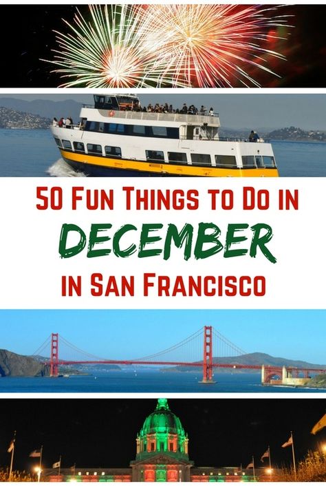 A list of the best things to do in San Francisco in December. Highlights include annual events, Christmas activities, and water tours around the bay. Thanksgiving In San Francisco, San Francisco In December, San Francisco In November, Christmas In San Francisco, Alcatraz Tour, San Francisco Tours, San Francisco Vacation, San Francisco Travel Guide, Honeymoon On A Budget