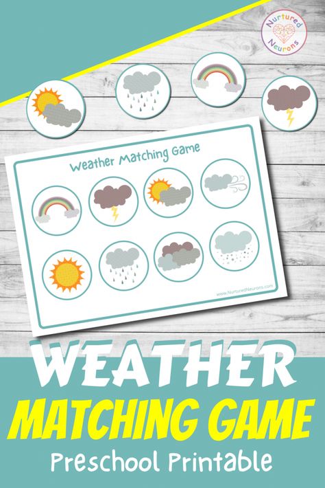 Weather Printables, Weather Activities Preschool, Weather Games, Preschool Weather, Matching Activities, Infant Care, Weather Theme, Free Preschool Printables, Daycare Activities