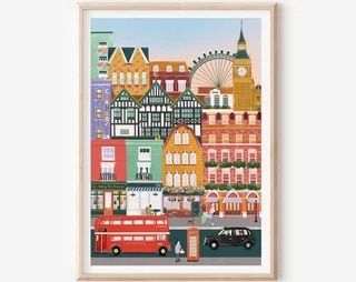 SimplyKatyprints - Etsy Rome Print, London Art Print, London Vintage, London Poster, Florist Shop, City Of London, Retro Travel Poster, London Print, London Eye