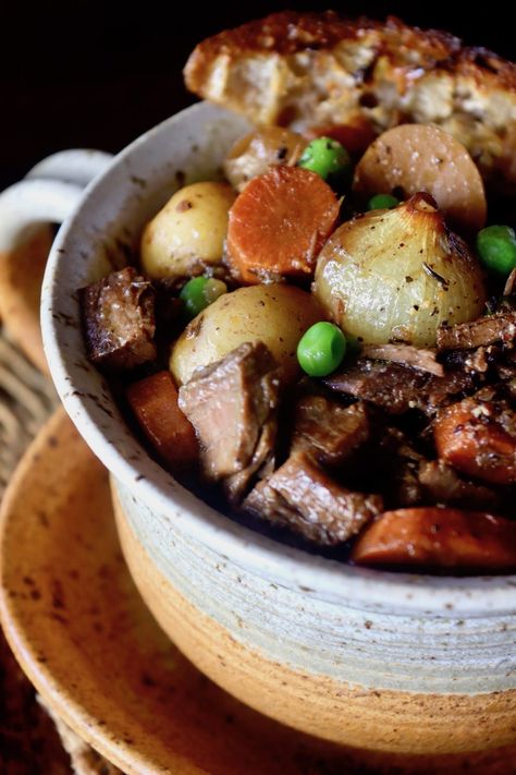 This Braised Brisket Stew Recipe is the epitome of comfort food. It's warm, cozy, filled with tender meat, and a sauce full of vegetables that have taken on its delicious flavor. #stew #brisket #slowcooking #braisedmeats #beef #comfortfood Brisket Stew Crockpot, Leftover Brisket Stew, Smoked Brisket Soup Recipes, Beef Brisket Stew Recipes, Braised Beef Brisket Recipes, Brisket Stew Recipes, Brisket Soup Recipes, Beef Brisket Soup, Brisket Soup