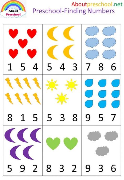 Number Chart Preschool, Number Crafts Preschool, Number For Preschool, Preschool Number Crafts, Number Games Preschool, Preschool Number Tracing, Number Preschool, English Preschool, Preschool English