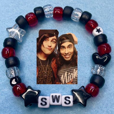 Sleeping With Sirens Kandi Bracelet  - handmade by... - Depop Kandi Ideas Singles, Kandi Singles, Kandi Inspo, Diy Jewelry To Sell, Diy Kandi, Adopt Idea, Kandi Kid, Kandi Ideas, Pop Tabs