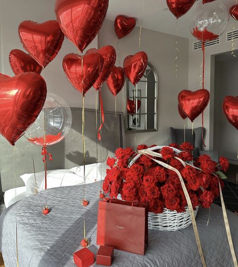 Be My Valentine Aesthetic, Romantic Room Surprise, Valentines Proposal, Wedding Anniversary Decorations, Valentines Surprise, Romantic Surprise, Romantic Room, Wedding Scene, Anniversary Decorations