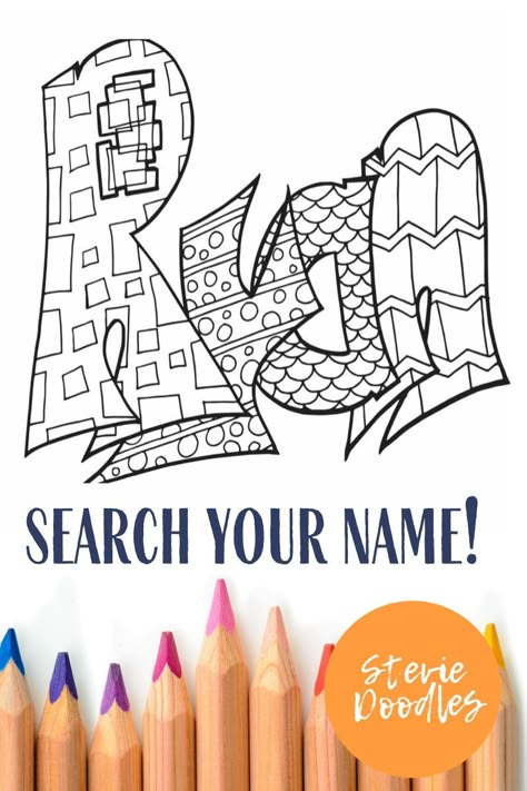 Coloring Sheets For Boys, Math Art Activities, Name Coloring Pages, Free Coloring Sheets, Doodle Fonts, Coloring Pages For Boys, Doodle Coloring, Alphabet Coloring Pages, Easy Coloring Pages