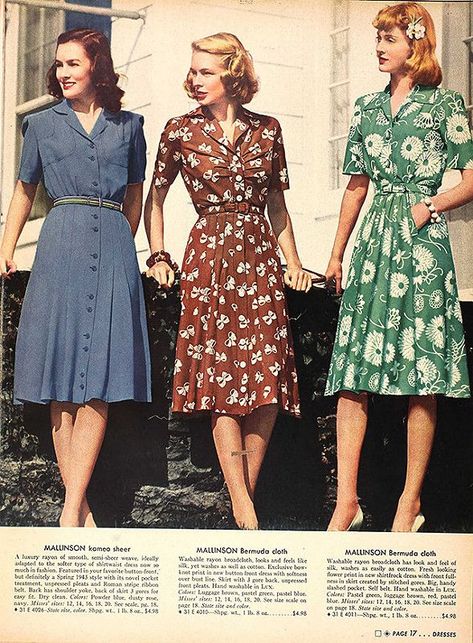 40s Mode, 1940s Fashion Women, Rok Midi, Istoria Modei, Mode Retro, Fashion 1940s, Dresses 40s, Three Women, Look Retro