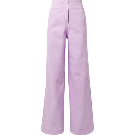 Tibi Cotton-blend wide-leg pants ($600) via Polyvore featuring pants, lavender, 80s pants, tibi pants, 1980s parachute pants, light purple pants and pink wide leg pants Pink Wide Leg Trousers, Lavender Pants, High Waisted Wide Leg Jeans, Pink Trousers, Outfit Png, High Rise Wide Leg Jeans, Purple Pants, Look Vintage, Looks Style