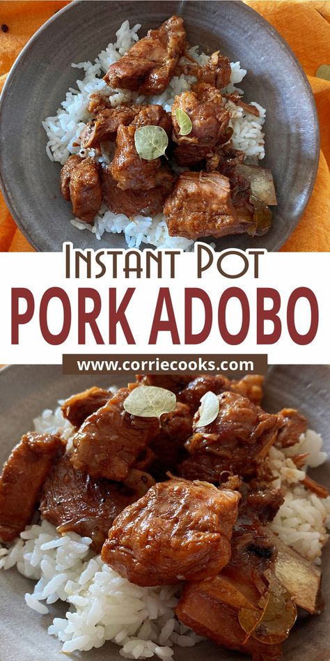 Pork Adobo Recipe Filipino Instant Pot, Recipes With Pork Chunks, Polynesian Dishes, Filipino Pork Adobo, Pork Adobo Recipe, Phillipino Food, Pork Stew Meat, Pork Stew Recipes, Boneless Pork Ribs