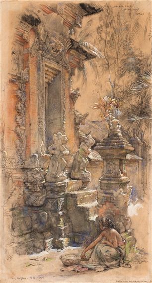 Willem Gerard Hofker, Bali Painting, Lukisan Lanskap, Sejarah Kuno, Indonesian Art, Psy Art, Academic Art, Temple Art, Chinese Art Girl