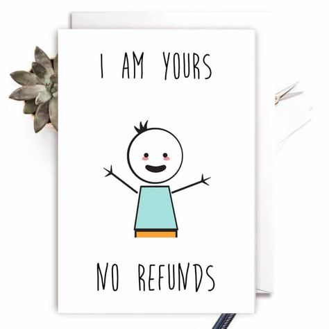 Fiance Card, Valentines Card For Husband, Funny Engagement, I Am Yours, Punny Cards, Funny Love Cards, Drawings For Boyfriend, Birthday Card Drawing, Paper Snowflake