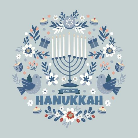 Happy Hanukkah Jewish Festival of Lights First Day Of Hannukah, Happy Hannukah Greetings, Hanukkah Graphic Design, Happy Haunakka, Happy Hannukah Image, Holiday Widgets, Hanukkah Illustration, Hanukkah Aesthetic, Hanukkah Pictures