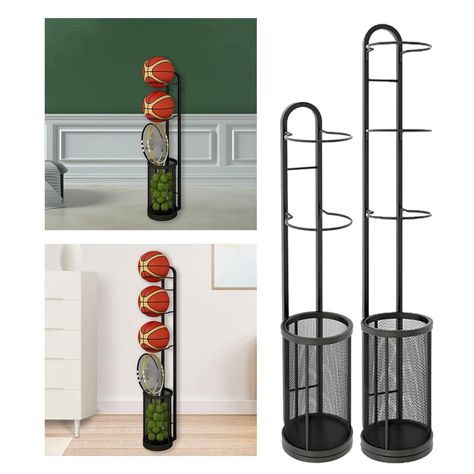 Store Home | Health & Beauty | Crafts | Toys & Games | Home, Furniture & DIY | Musical Instruments | Jewellery & Watches | Business, Office & Industrial | Collectables | Clothes, Shoes & Accessories Ball Storage Rack, Garage Sports Organizer Basketball Holder Indoor Outdoor with Description: MATERIAL: Made of high quality iron material that make this freestanding ball storage rack have a solid structure and resistant to bends, scratches and fading that available for long service life. MULTI PURPOSE FUNCTIONALITY: This ball storage organizer rack freestanding on the ground. It is designed with vertical that can keep your basketball, football and volleyball organized. SPACE SAVING: The upright basketball storage rack will not take up much space and can be easily carried and ideal for garages Basketball Holder, Basketball Storage, Sports Equipment Organization, Basketball Rack, Sports Equipment Storage, Sports Storage, Sport Equipment, Ball Storage, Diy Musical Instruments