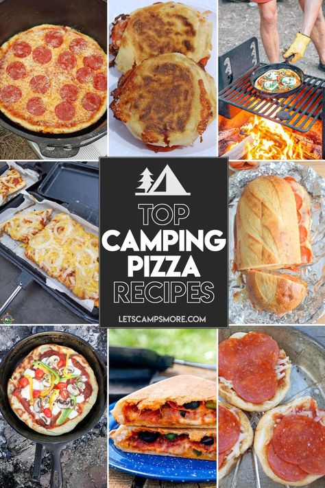 Pizza Camping Ideas, Pie Iron Pizza Camping Recipes, Camping Pizza Cast Iron Skillet, Easy Camping Pizza, Campfire Pizza Pie Iron, Cast Iron Pizza Camping, Campfire Pizza Foil, Pizza Camping Recipe, Camping Calzones