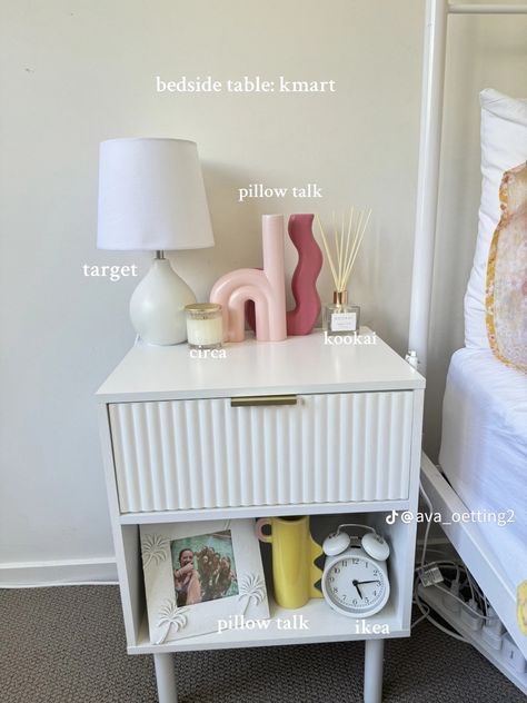 Ava oetting room tour on tiktok Ava Oetting, Bedside Table Inspiration, New York Bedroom, Tiktok Room, Bedside Table Decor, Room Redesign, Teen Room Decor, Dream House Rooms, Pretty Room