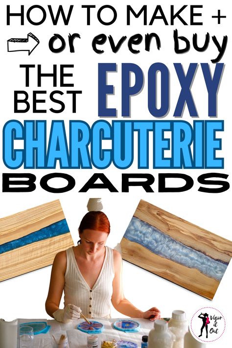 epoxy charcuterie boards how to make and where to buy the best Epoxy Resin Crafts Wood Diy, Epoxy Charcuterie Board Diy, Resin Cheese Board Ideas, Diy Charcuterie Board How To Make Wood, Chacuterie Board, Epoxy Charcuterie Board, Epoxy Board, Charcuterie Board Diy, How To Make Resin