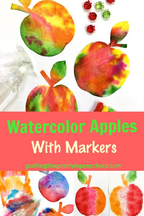 Kindergarten Fall Art, Art With Markers, Apple Art Projects, Apple Crafts Preschool, Kindergarten Art Activities, Apple Kindergarten, September Art, First Grade Art, Apple Preschool