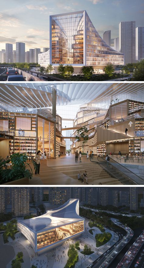 Future Building Design, Urban Architecture Public Spaces, Modern Library Architecture, Futuristic Architecture Buildings, City Design Concept, Canyon Architecture, Commercial Building Design, Mall Architecture, Administration Building