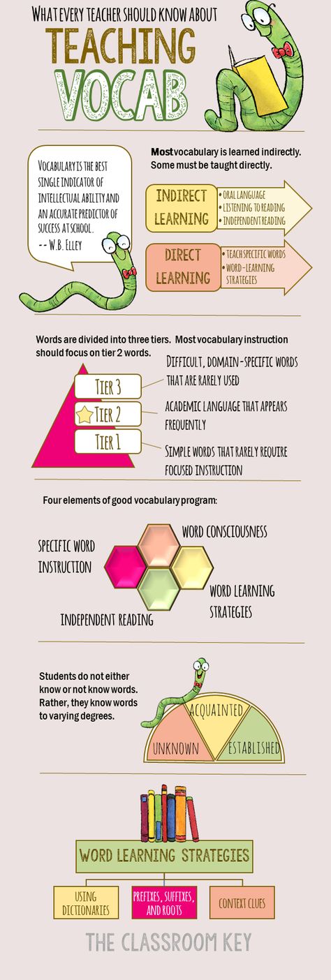 What Every Teacher Should Know About Teaching Vocabulary Vocabulary Strategies, Academic Language, Vocabulary Instruction, Academic Vocabulary, Teaching Vocabulary, Educational Infographic, Word Recognition, Education School, Vocabulary Building