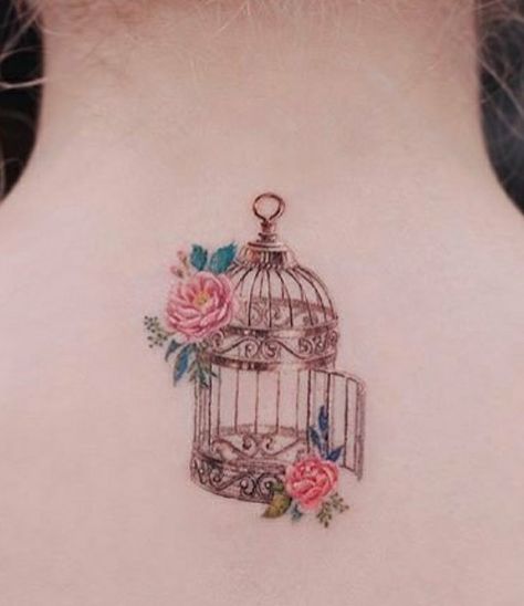 Open Birdcage Tattoo, Bird Cage Tattoos For Women, Bird And Cage Tattoo Freedom, Caged Bird Tattoo, Sugar Skull Sleeve, Bird Cage Tattoo, Fine Tattoo, Birdcage Tattoo, Cage Tattoo