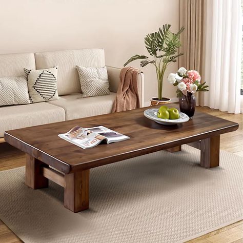 (Promoted) Japanese Tea Floor Table Modern Coffee Tables Solid Wood Low Table for Sitting On The Floor Minimalist Tatami Coffee Table for Living Room Offices Reception Rooms (120cm) #livingroomtableset Floor Dining, Circle Coffee Tables, Japanese Living Room, Modern Wood Coffee Table, Farmhouse Flooring, Minimalist Coffee Table, Living Room Table Sets, Floor Sitting, Low Coffee Table