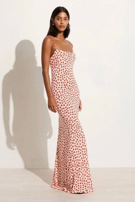 Faithfull The Brand | Lusia Midi Dress Gita Floral | Girls With Gems - Girls with Gems Strappy Maxi Dress, Sleeveless Skirt, Sleeveless Bodycon Dress, Hip Dress, U Neck, Floral Vintage, Strap Design, Amalfi Coast, Spaghetti Strap Dresses