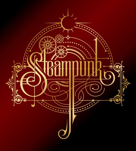 Steampunk Lettering Fonts, Stem Illustration Design, Steampunk Website Design, Steampunk Logo Design, Steampunk Graphic Design, Steampunk Lettering, Steampunk Sketch, Steampunk Typography, Steampunk Logo